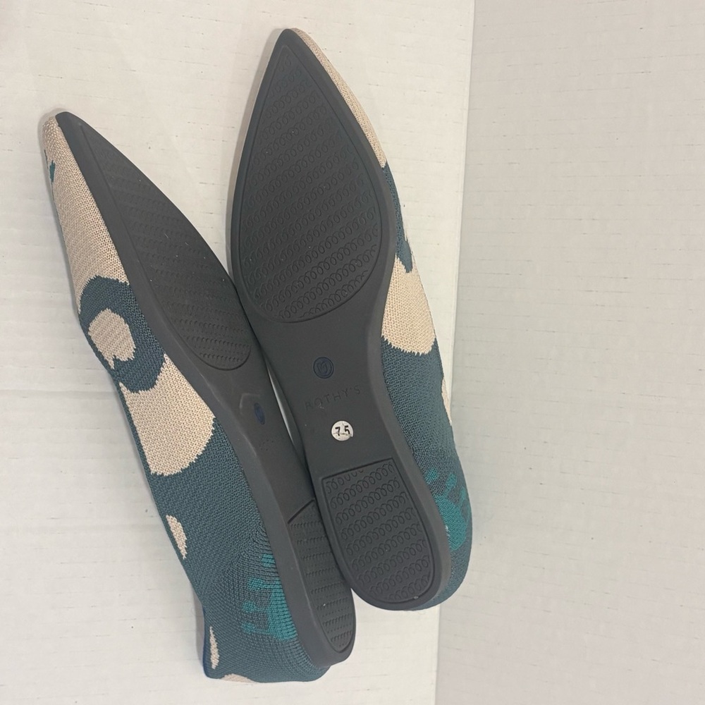 Rothy's Teal and Beige Patterned Flats - Picture 7 of 9